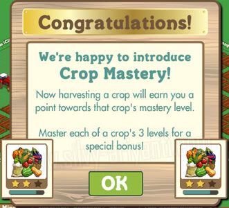 Picture of Crop Mastery on FarmVille Game (Facebook)