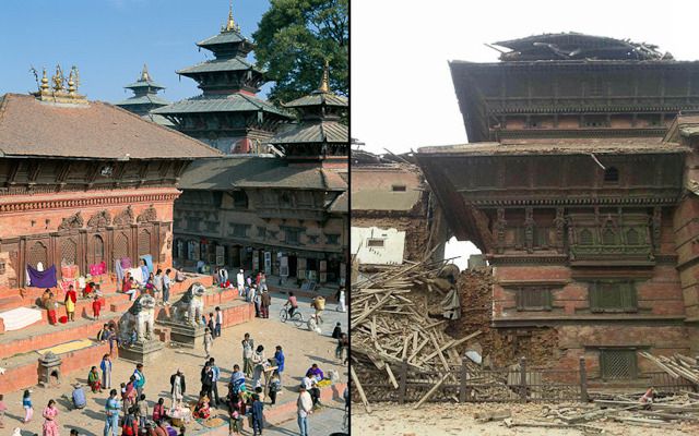 Foto gempa nepal kathmandu sebelum dan sesudah Gempa