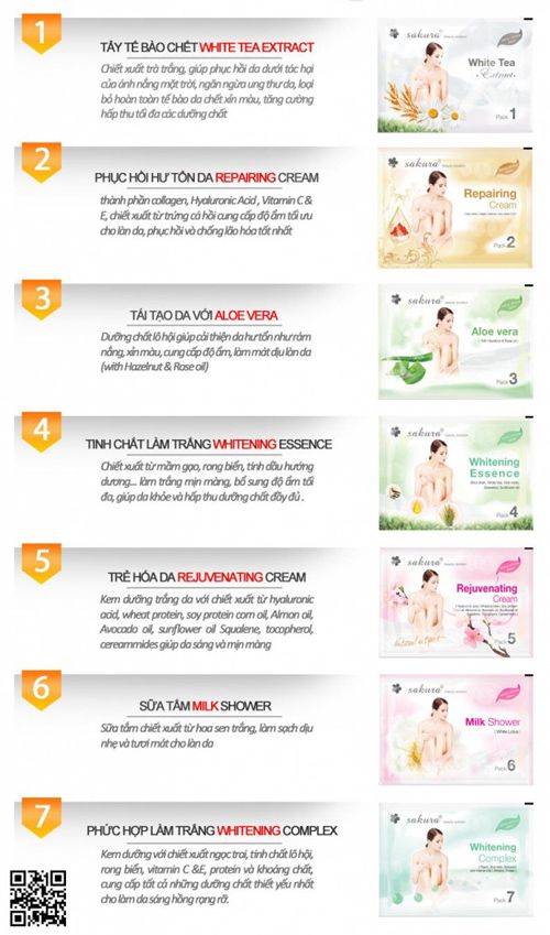 kem tắm trắng sakura super whitening