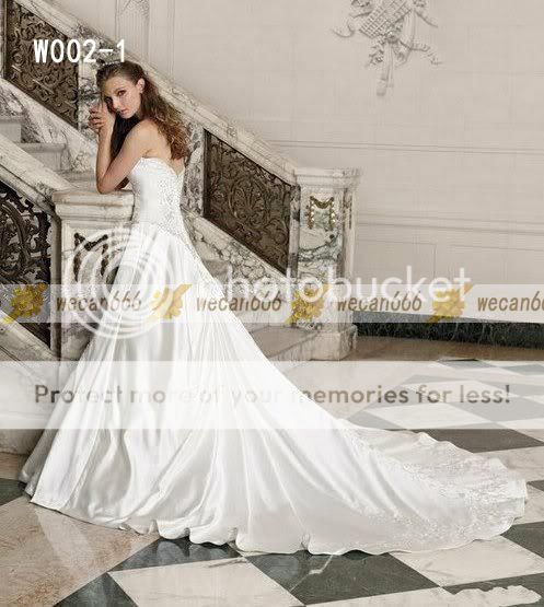 Strapless A line Wedding Dress Embroidered Custom New 395 Satin Bridal 