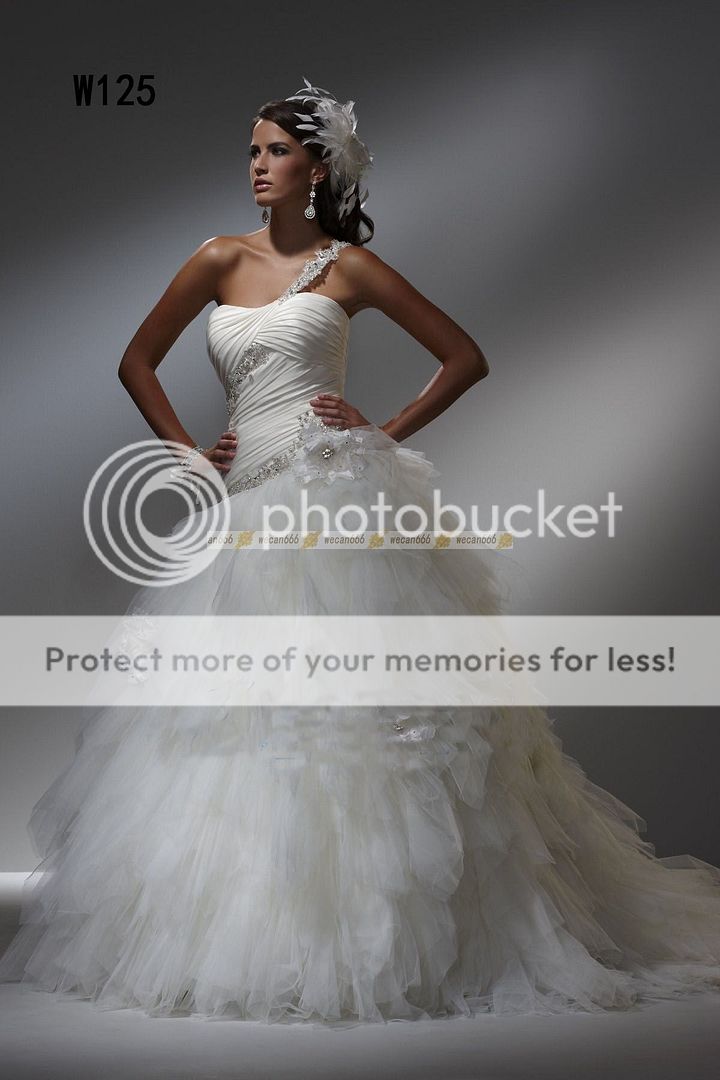 White/Ivory Wedding Dress Bridal Gown Satin Tulle Beaded Crystal One 