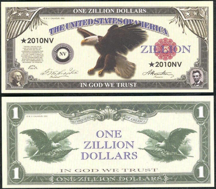 ZILLION NOVELTY DOLLAR EAGLE BILL - Lot of 10 bills | eBay