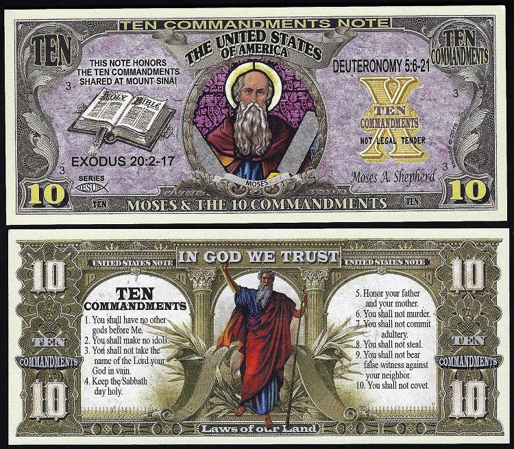 Lot Of 25 Bills Moses The 10 Commandments Million Dollar Note