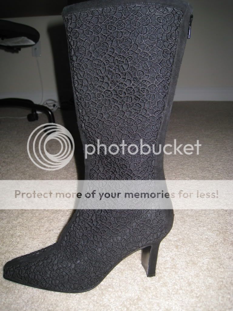 Stuart Weitzman Black Suede & embroidery Boots   8 1/2 B  